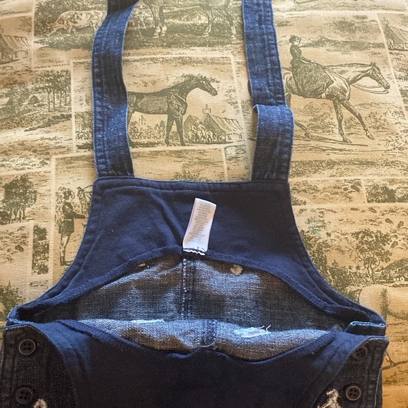 Embroidered "Rocking Horse" Denim Overalls Size 12 Mo. - Picture 8 of 9